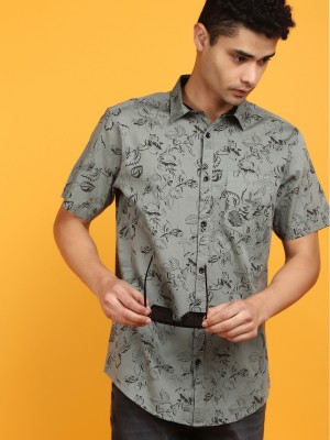 V-MART Men Printed Casual Black, Grey Shirt