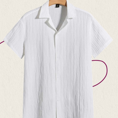 Dharamraj Fashion Men Self Design Casual White Shirt