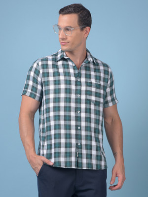 CRIMSOUNE CLUB Men Checkered Casual Green Shirt