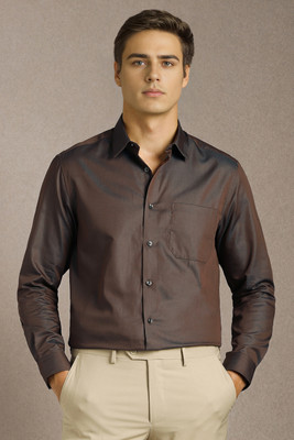 LOUIS PHILIPPE Men Solid Formal Brown Shirt
