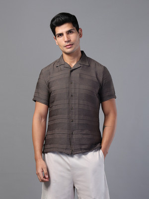Don Vino Men Striped Casual Brown Shirt