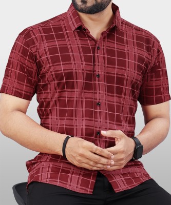 VeBNoR Men Printed Casual Maroon Shirt