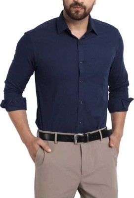 Style Nest Men Solid Casual Dark Blue Shirt
