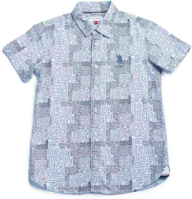 U.S. POLO ASSN. Boys Printed Casual Blue Shirt
