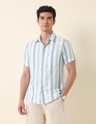 U.S. POLO ASSN. Men Striped Casual Green, White Shirt