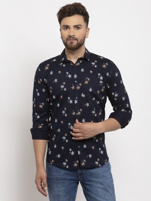 HANUMNTRA Men Printed Casual Dark Blue Shirt