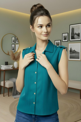 firequeen Women Striped Casual Green Shirt