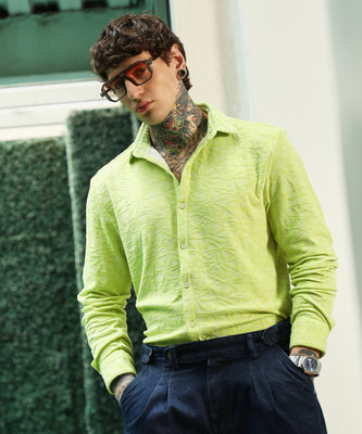 CAMPUS SUTRA Men Printed Casual Green Shirt
