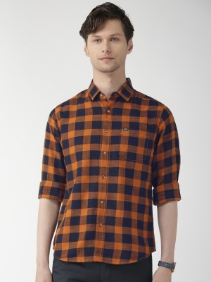 The Indian Garage Co. Men Checkered Casual Yellow Shirt