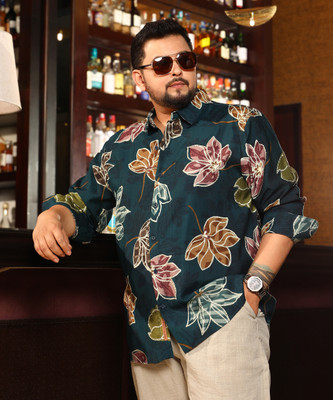 Instafab Plus Men Printed Casual Green Shirt