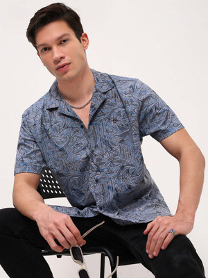 SHOWOFFFF Men Printed Casual Blue Shirt