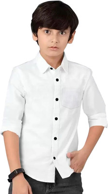 Glusic Trends Boys Solid Casual White Shirt