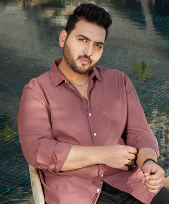 Instafab Plus Men Solid Casual Maroon Shirt