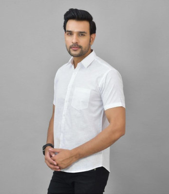 trendfeverstore Men Solid Casual White Shirt