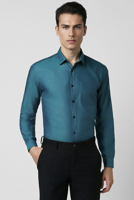VAN HEUSEN Men Self Design Formal Blue Shirt