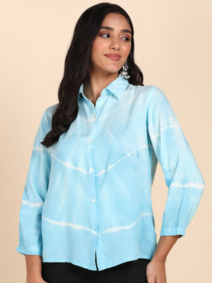 METRONAUT Women Dyed/Ombre Casual Blue Shirt