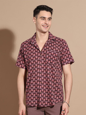 ANOUK Men Printed Casual Maroon Shirt
