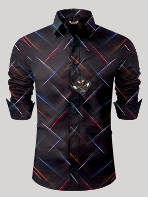 LAXBON Men Printed Casual Black Shirt