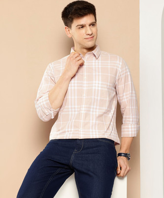 INVICTUS Men Checkered Casual Orange Shirt