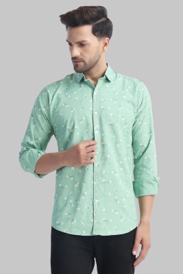 Voroxy Men Printed Casual Light Green Shirt