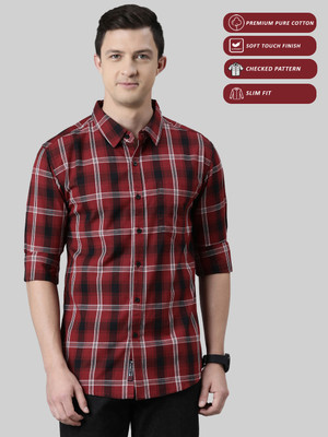 METRONAUT Men Checkered Casual Red, Black Shirt