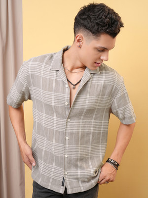 LOCOMOTIVE Men Checkered Casual Khaki Shirt