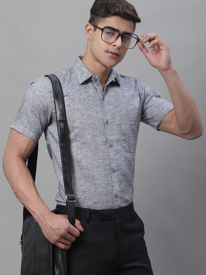 JAINISH Men Self Design Formal Grey Shirt