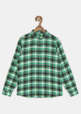 United Colors of Benetton Boys Checkered Casual Green Shirt
