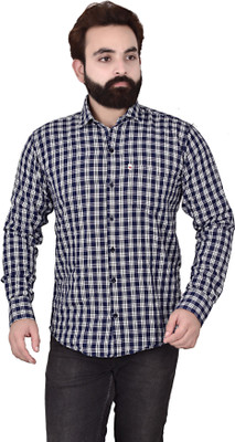Ayansh Denix Men Solid Casual White, Dark Blue Shirt