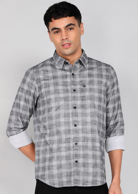 WROGN Men Checkered Casual Grey Shirt