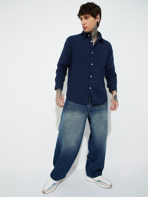 MAX Men Solid Casual Blue Shirt