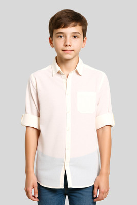 Charchit Boys Solid Casual White Shirt
