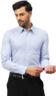 LOUIS STITCH Men Printed Formal Blue Shirt