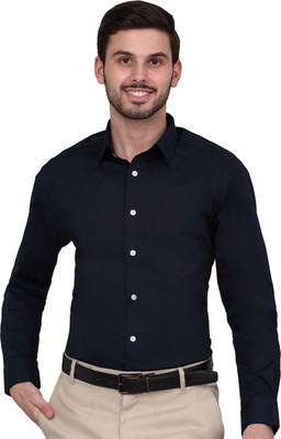 CANTABIL Men Solid Formal Dark Blue Shirt