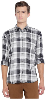 BASICS Men Checkered Casual Grey Shirt