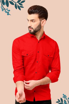 Zarila Men Solid Casual Red Shirt