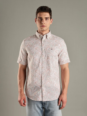 TOMMY HILFIGER Men Printed Casual Grey Shirt