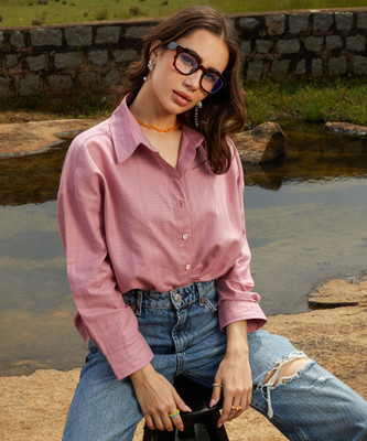CAMPUS SUTRA Women Checkered Casual Pink Shirt