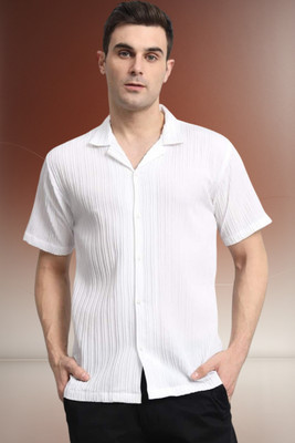A Dearise Trend Men Self Design Casual White Shirt