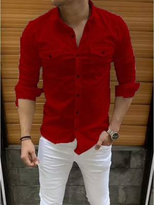 Noorify Men Solid Casual Red Shirt