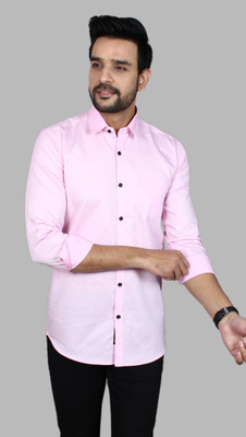 Kalawatia fashion Men Solid Casual Pink Shirt