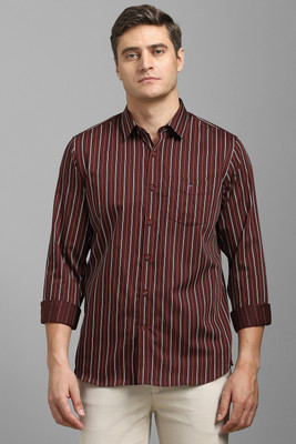 LOUIS PHILIPPE Men Striped Casual Maroon Shirt