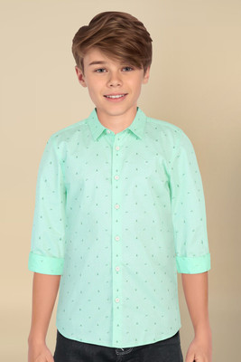 Allen Solly Boys Printed Casual Green Shirt