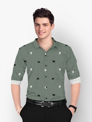 TANISHA FASHION Men Printed Casual Green Shirt