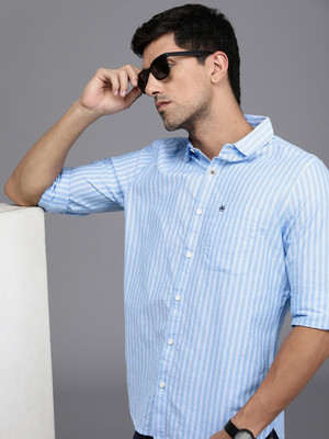 WROGN Men Striped Casual Light Blue, White Shirt