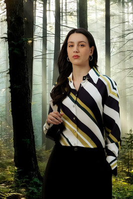 VAN HEUSEN Women Striped Casual Multicolor Shirt