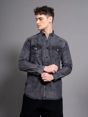 GRANDSTITCH Men Solid Casual Black Shirt