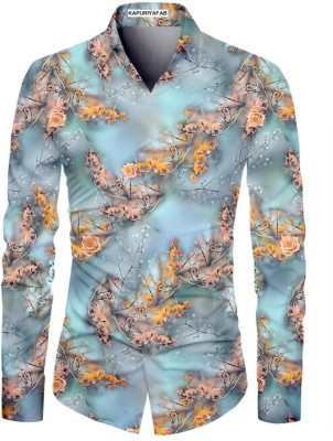 KAPURIYA FAB Men Printed Casual Light Blue Shirt