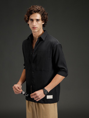 WROGN Men Checkered Casual Black Shirt