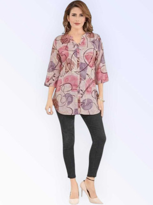 KAUTAQI Women Printed Casual Multicolor Shirt